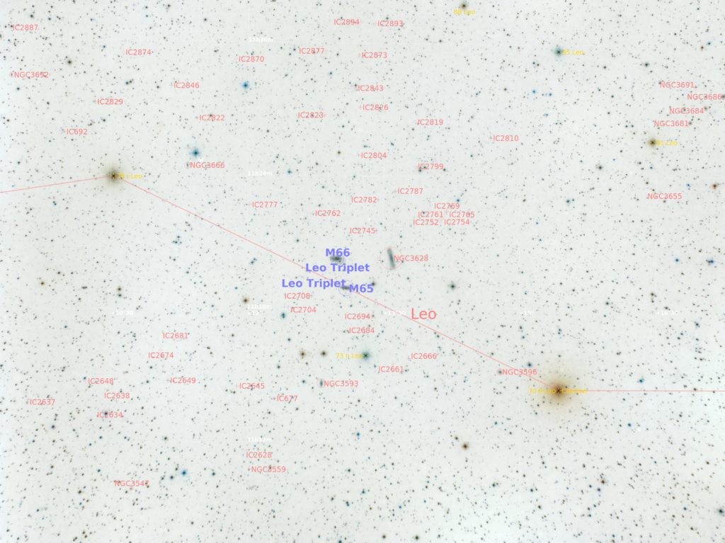 Leo Triplet In Widefield Annotated