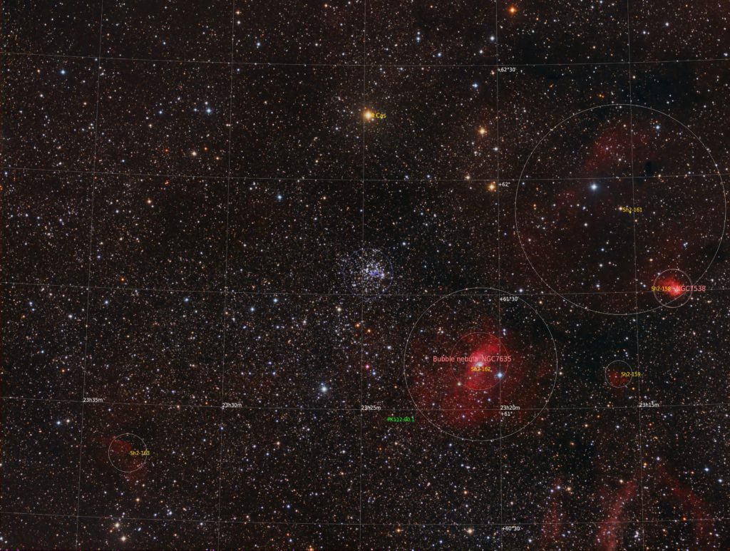 M52 Cluster FSQ85 G2-8300 Annotated